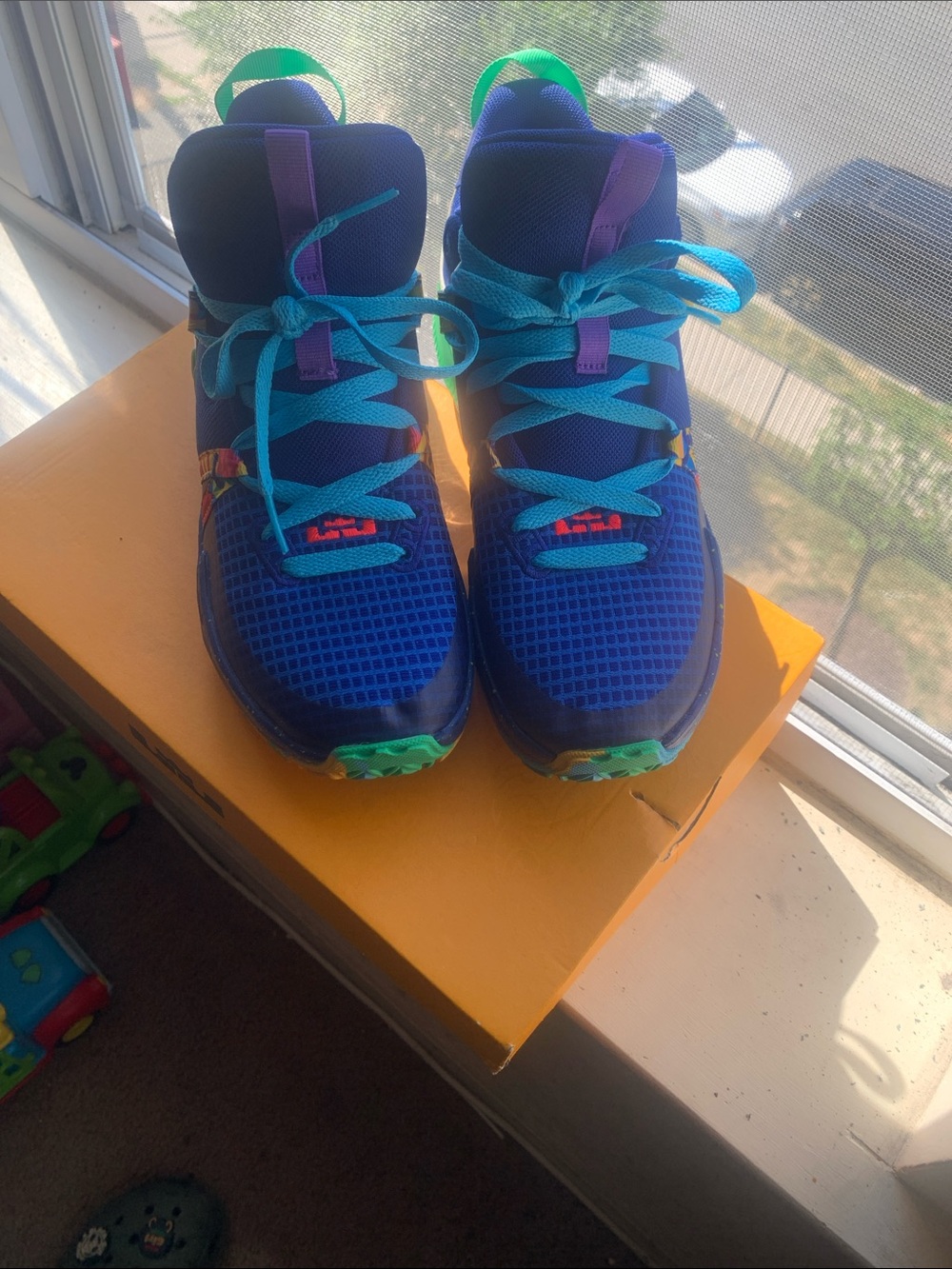 Kids Blue and Teal High-Top Sneakers - Bright Multi-Accent